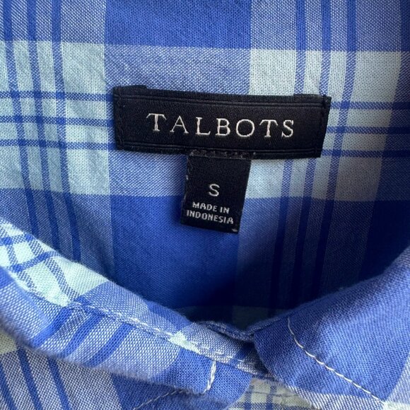 Talbots Long Sleeve Button Up Collared Plaid 100% Cotton Shirt Women's Size S - Picture 3 of 8